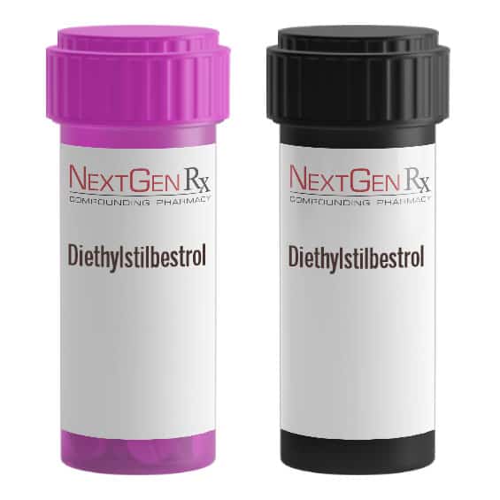 Two bottles of diethylstilbestrol des capsules pet medications