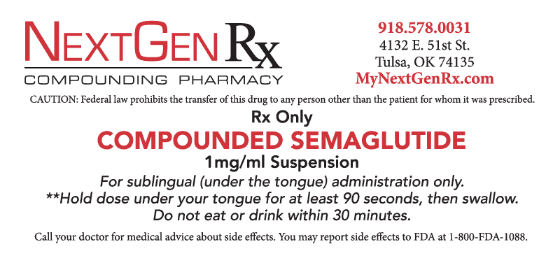 prescription label for compounded semaglutide sublinguals