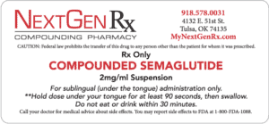 prescription label for compounded semaglutide sublinguals