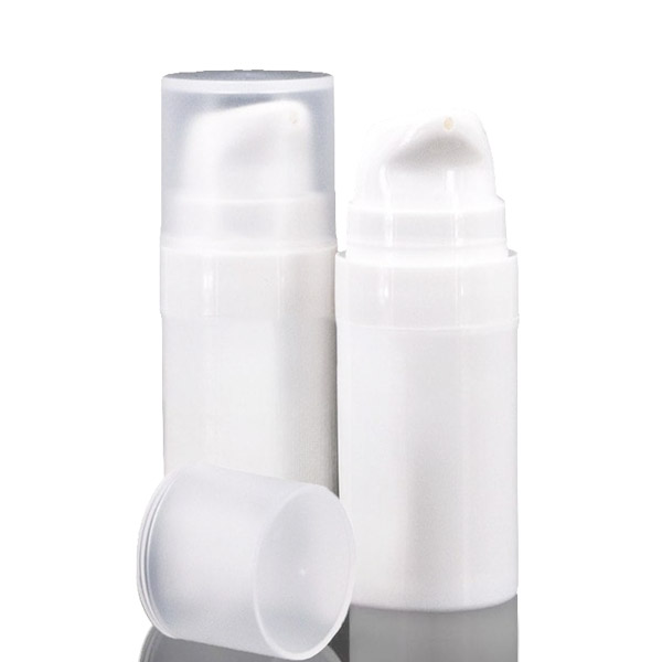 topical-pain-cream-ointments-airless-bottle-frosted-cap white bottle used for dispensing topical pain creams and ointments