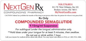 prescription label for compounded semaglutide sublinguals